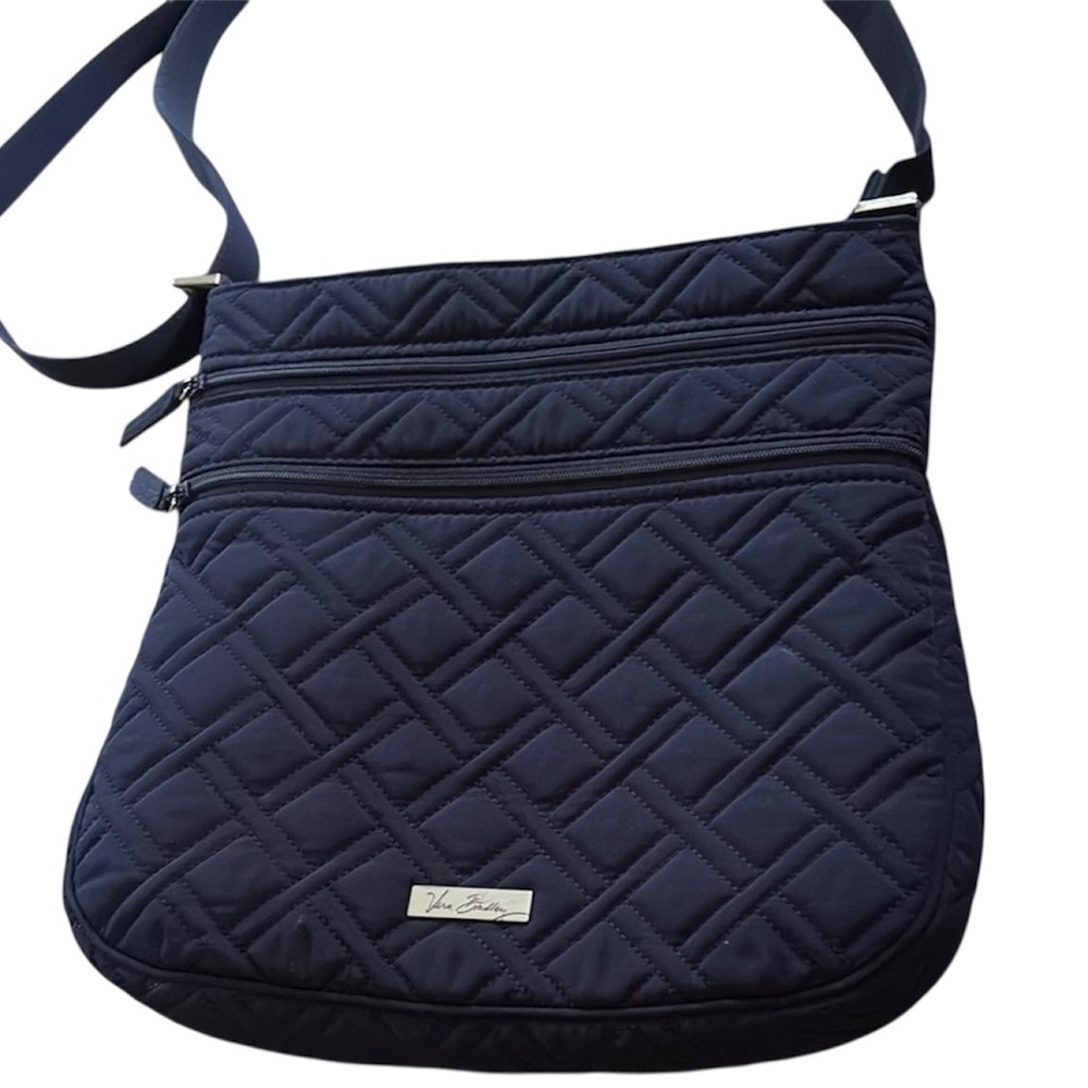 Vera Bradley Navy Blue Quilted Crossbody Bag w/key ring bag charm